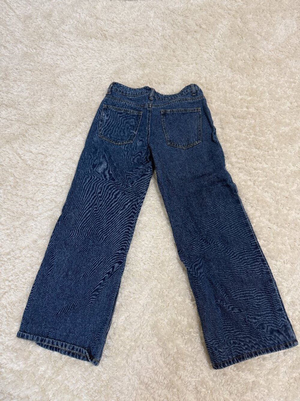 Edikted Raiyne Low Rise Wide Leg Jeans in Dark Blue Washed - XS